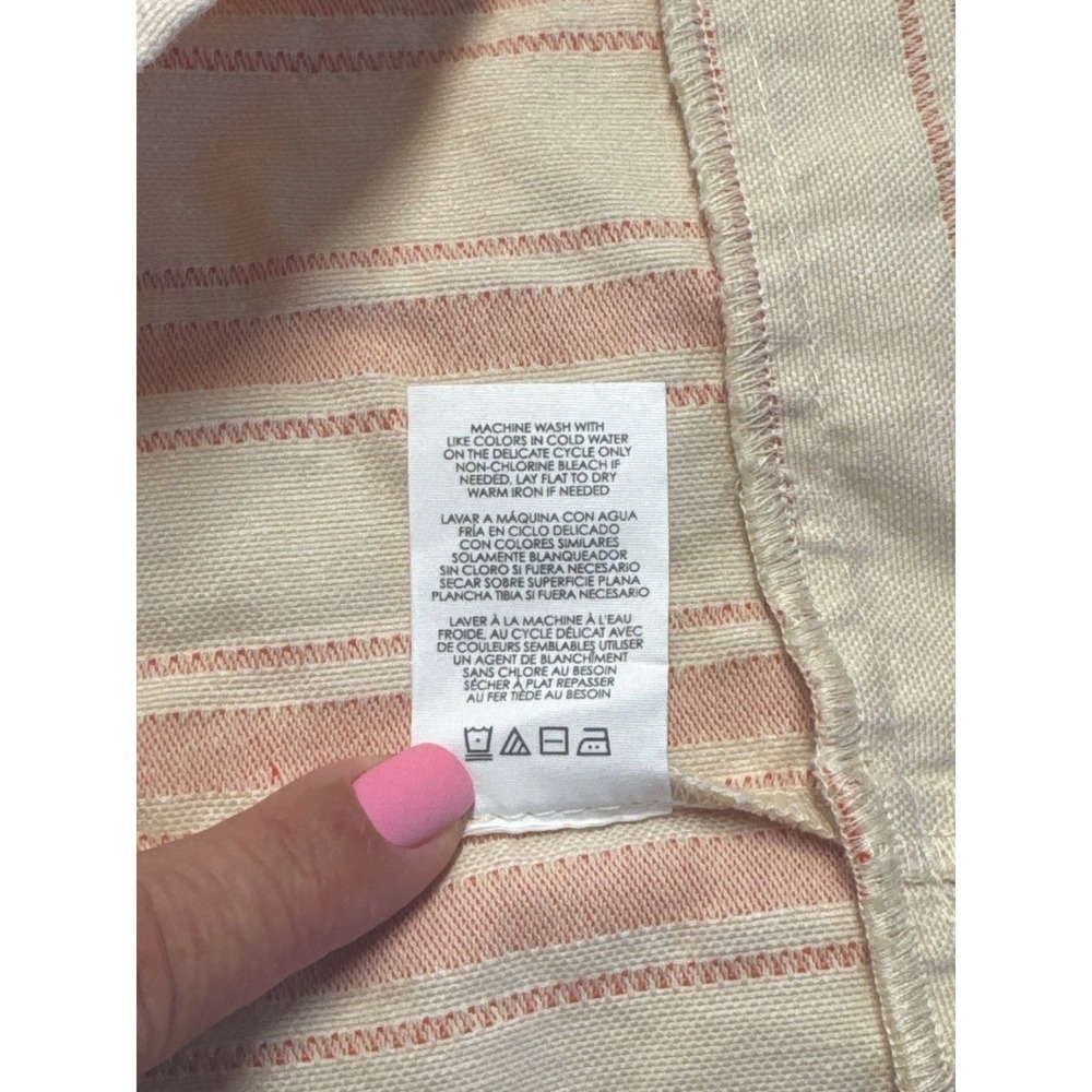 Cabi Womens Medium Cream Orange Striped Sleeveless Strappy Smocked Babydoll Top - Picture 6 of 9